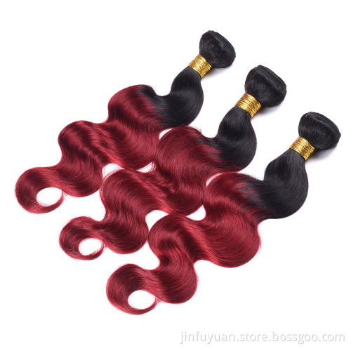 fast shipping brazilian body wave 1b/red human hair weaves no shed no tangle no shedding